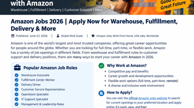 Amazon Jobs 2026 | Warehouse, Delivery, Remote & More